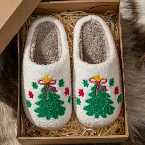 Christmas Tree Women's Slippers Indoor Soft Breathable Comfortable Festival Couple Fashion Winter Holiday Christmas Shoes